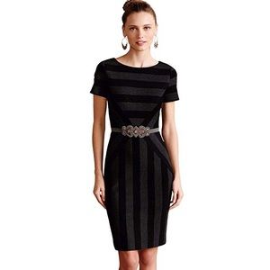 Anthropologie Maeve Pencil Geoplane Gray Dress 0